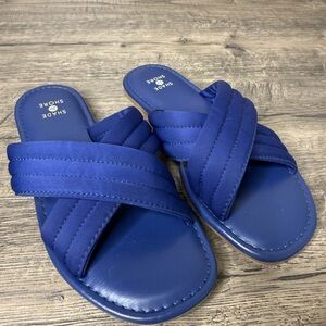 Shade & Shore Royal Blue Crisscross Slides Sandals Women’s Size 6